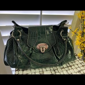 Ladies Green Crocodile print purse